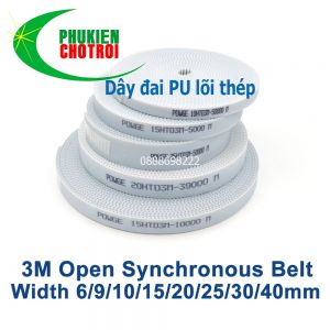 Dây đai răng 3M-PU lõi thép bản rộng 6 10 15 25 30 50